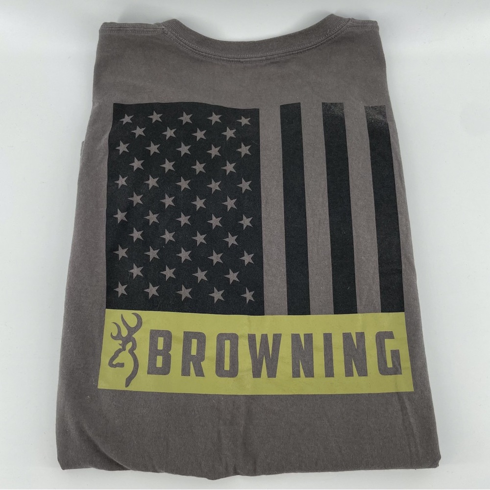 Browning Gray/Olive Green American Flag Tee 3XL